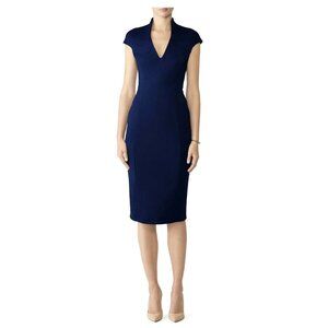 Alexia Admor Womens XL Short Sleeve Navy Katrina Military Sheath Midi Dress